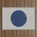 Navy Blue Woodblock  Outdoor Rug Gallery Image 1