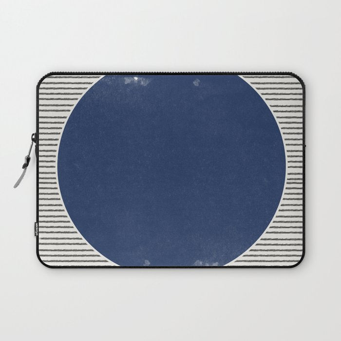 Navy Blue Woodblock  Laptop Sleeve Gallery Image 1