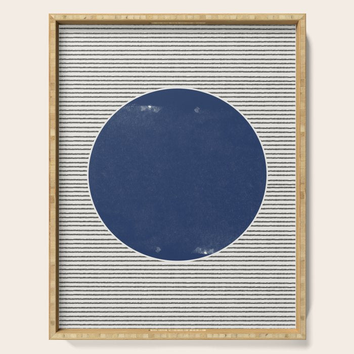 Navy Blue Woodblock  Serving Tray Gallery Image 1