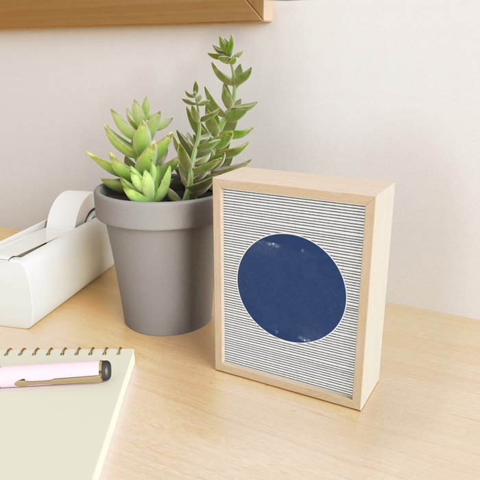 Navy Blue Woodblock  Mini Art Print Gallery Image 2