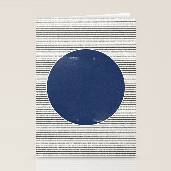 Navy Blue Woodblock  Stationery Card Gallery Image 1