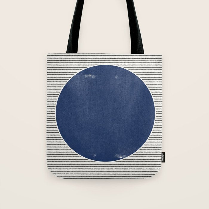 Navy Blue Woodblock  Tote Bag Gallery Image 1