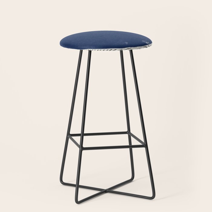 Navy Blue Woodblock  Stool Gallery Image 1