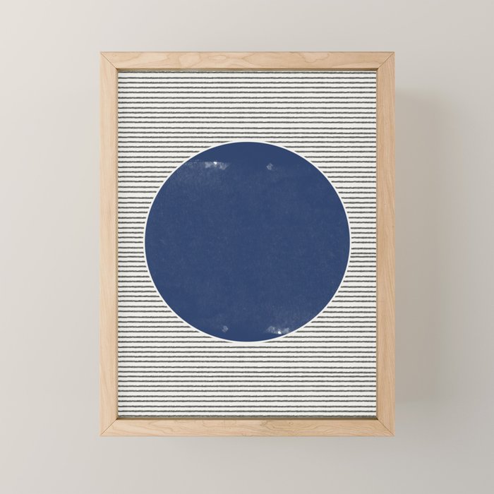Navy Blue Woodblock  Mini Art Print Gallery Image 1