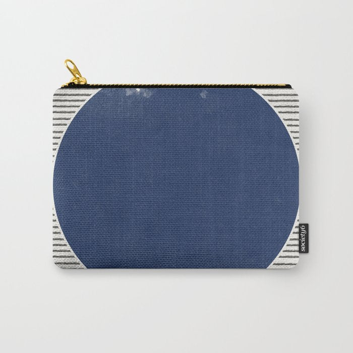 Navy Blue Woodblock  Carry All Pouch Gallery Image 1