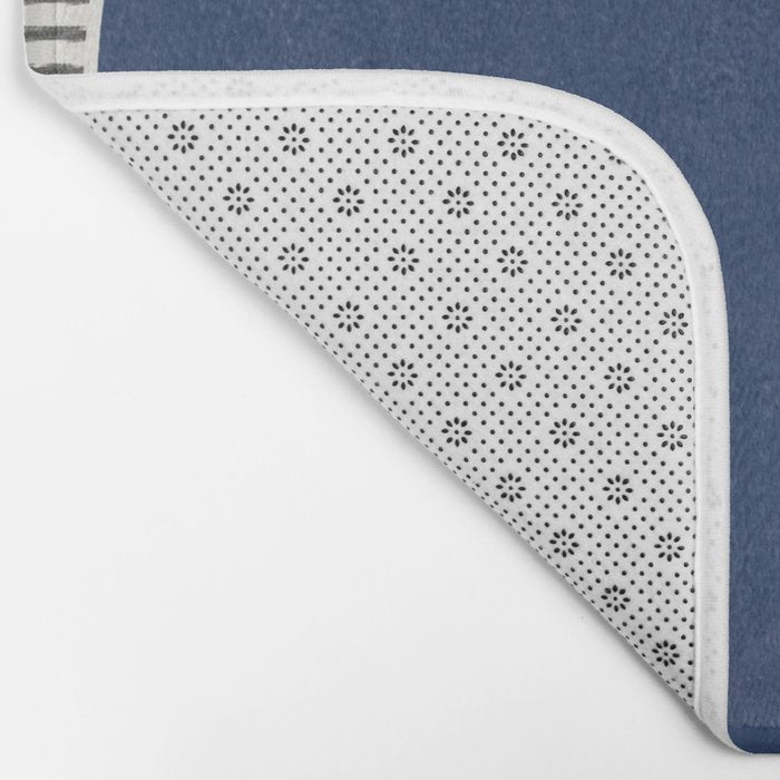 Navy Blue Woodblock  Bath Mat Gallery Image 2