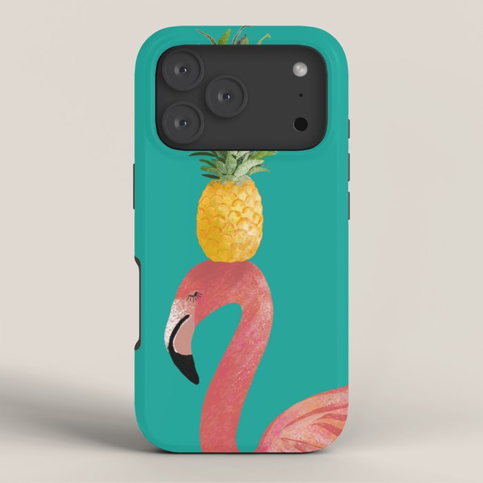 Flamingo Vibes |Tropical Pink Bird Pineapple on Head| Renee Davis iPhone Case