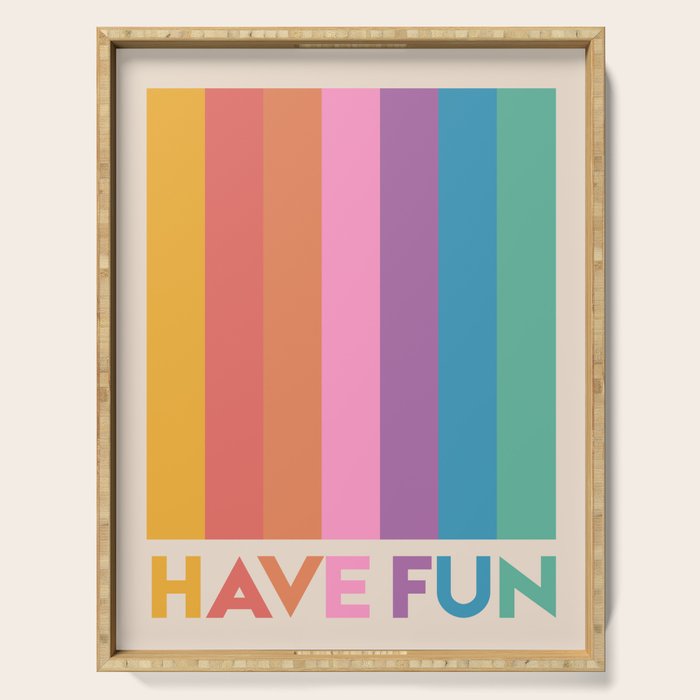 Vintage Rainbow Have Fun Text Serving Tray Gallery Image 1