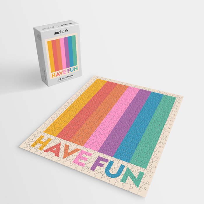 Vintage Rainbow Have Fun Text Jigsaw Puzzle Gallery Image 2