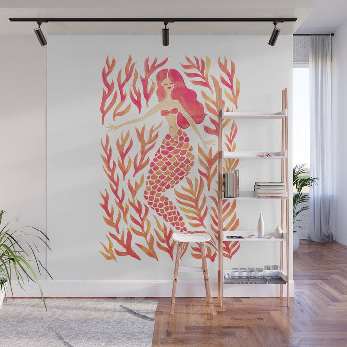Kelp Forest Mermaid - Peach Palette Wall Mural Gallery Image 1