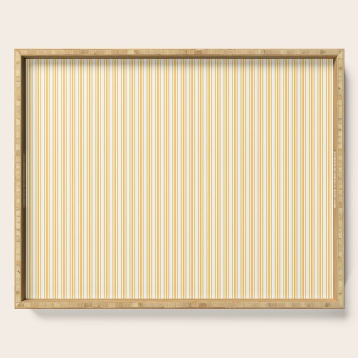Classic Small Yellow Butter French Mattress Ticking Double Stripes Serving Tray Gallery Image 1