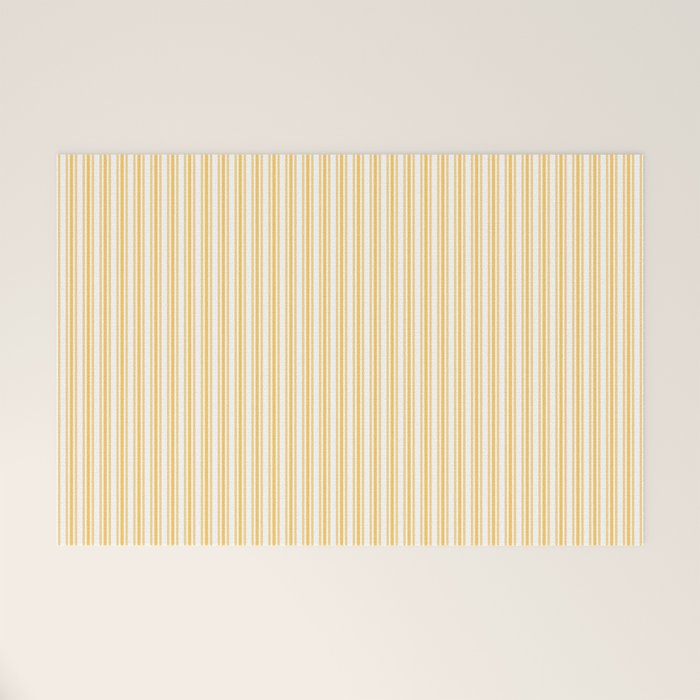 Classic Small Yellow Butter French Mattress Ticking Double Stripes Welcome Mat Gallery Image 1