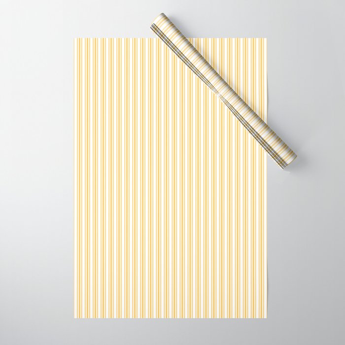Classic Small Yellow Butter French Mattress Ticking Double Stripes Wrapping Paper Gallery Image 1