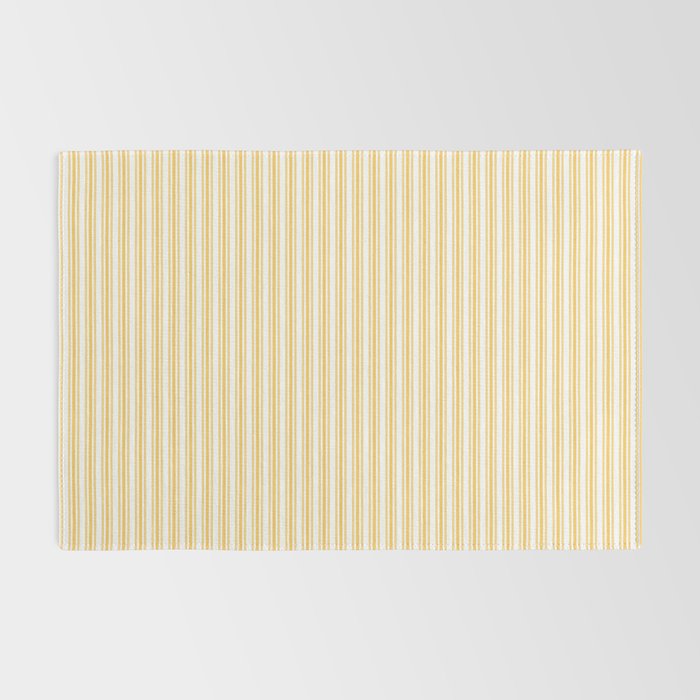 Classic Small Yellow Butter French Mattress Ticking Double Stripes Rug Gallery Image 2