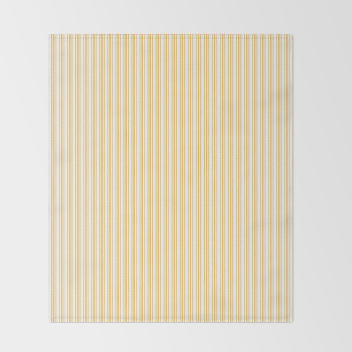 Classic Small Yellow Butter French Mattress Ticking Double Stripes Throw Blanket Gallery Image 2