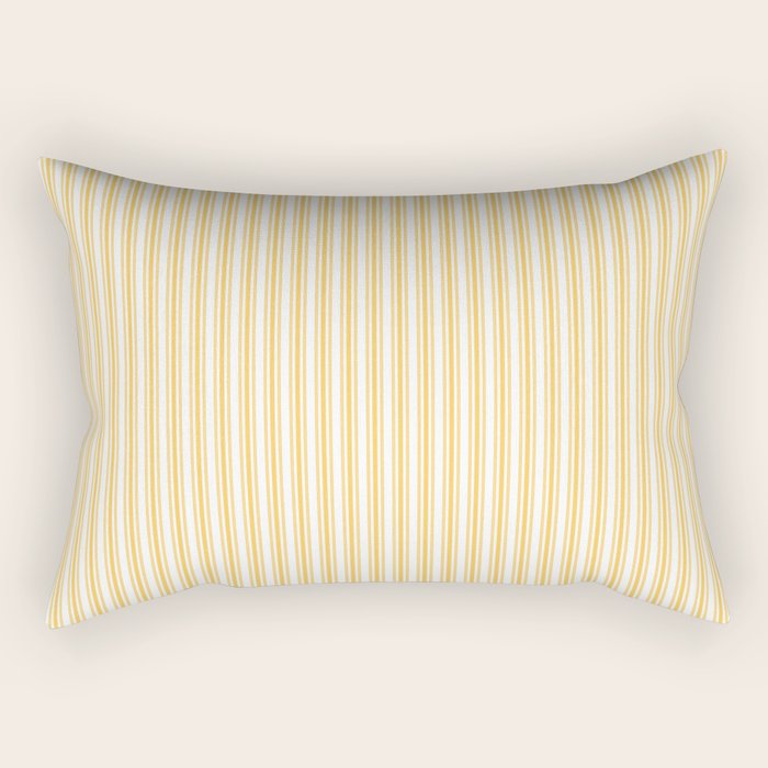 Classic Small Yellow Butter French Mattress Ticking Double Stripes Rectangular Pillow Gallery Image 2
