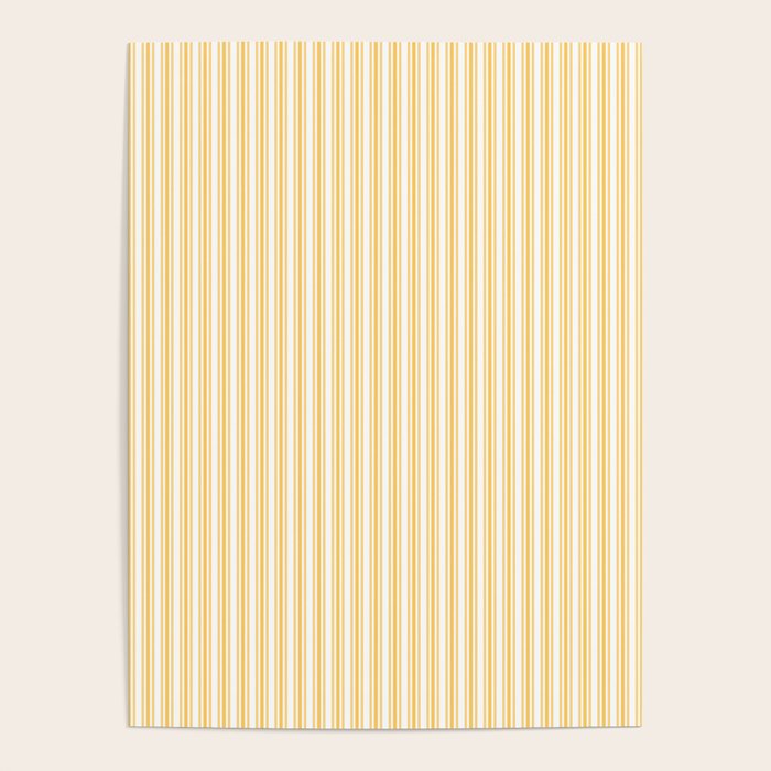 Classic Small Yellow Butter French Mattress Ticking Double Stripes Poster Gallery Image 4