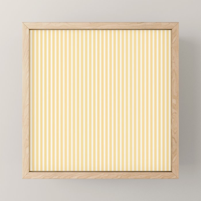Classic Small Yellow Butter French Mattress Ticking Double Stripes Mini Art Print Gallery Image 1