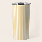Classic Small Yellow Butter French Mattress Ticking Double Stripes Travel Mug Gallery Image 1