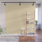 Classic Small Yellow Butter French Mattress Ticking Double Stripes Wall Mural Gallery Image 1