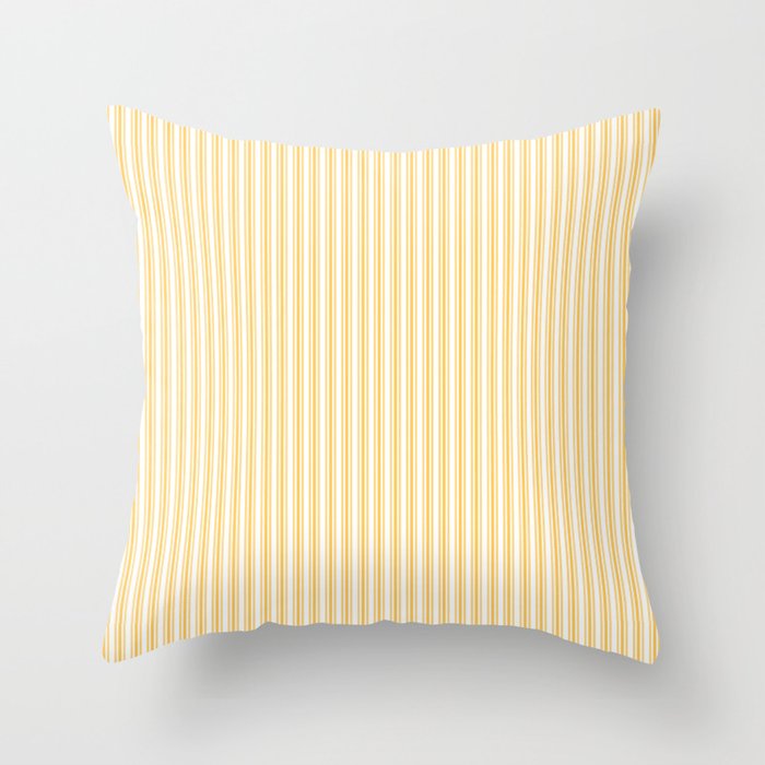 Classic Small Yellow Butter French Mattress Ticking Double Stripes Throw Pillow Gallery Image 1