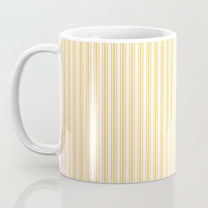 Classic Small Yellow Butter French Mattress Ticking Double Stripes Coffee Mug Gallery Image 3