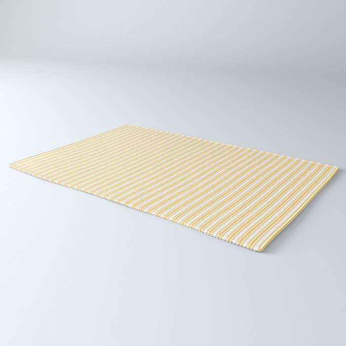 Classic Small Yellow Butter French Mattress Ticking Double Stripes Rug Gallery Image 3