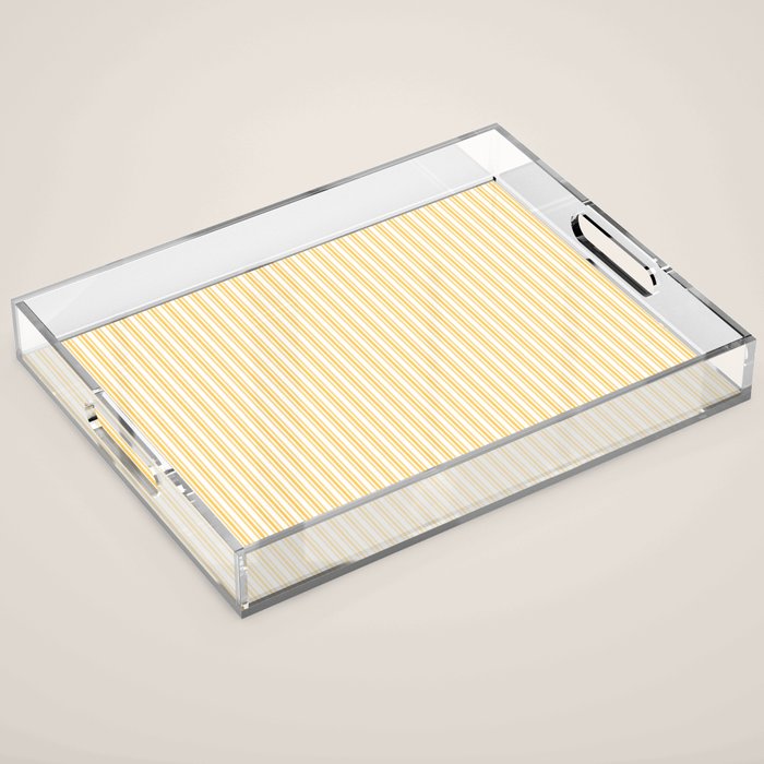 Classic Small Yellow Butter French Mattress Ticking Double Stripes Acrylic Tray Gallery Image 1