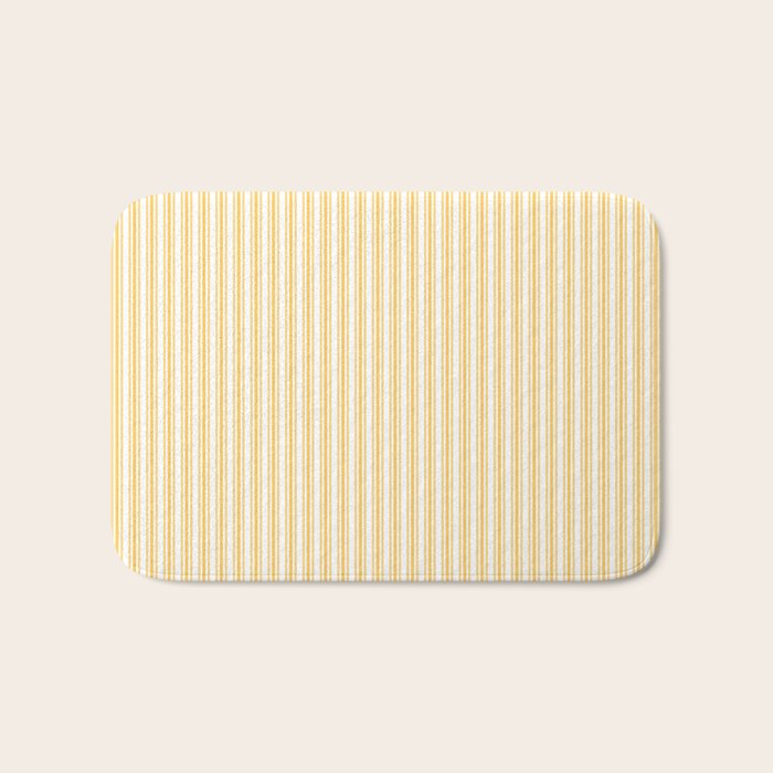 Classic Small Yellow Butter French Mattress Ticking Double Stripes Bath Mat Gallery Image 1