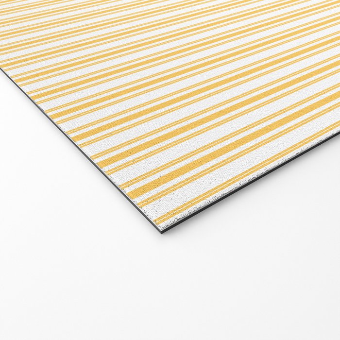 Classic Small Yellow Butter French Mattress Ticking Double Stripes Welcome Mat Gallery Image 2