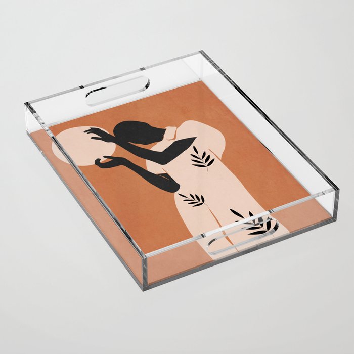 Minimal Abstract Art Sunset Girl 5 Acrylic Tray Gallery Image 1