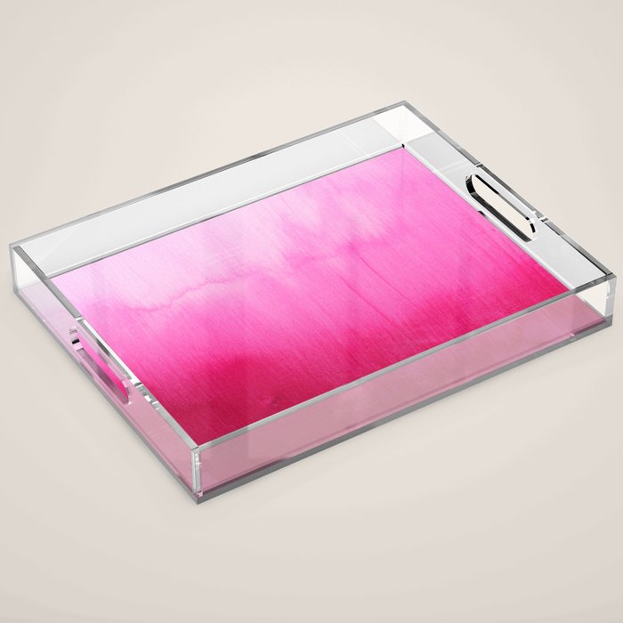 Modern fuchsia watercolor paint brushtrokes Acrylic Tray Gallery Image 1