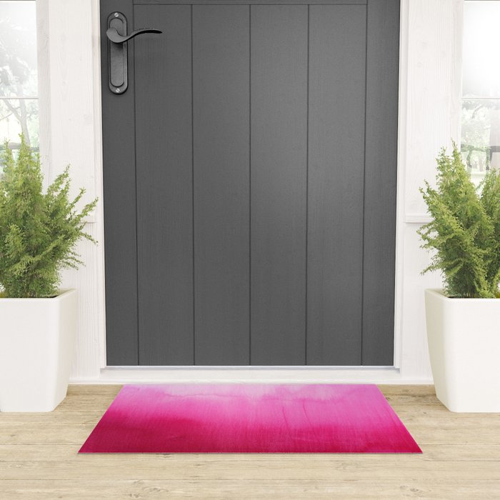 Modern fuchsia watercolor paint brushtrokes Welcome Mat Gallery Image 3