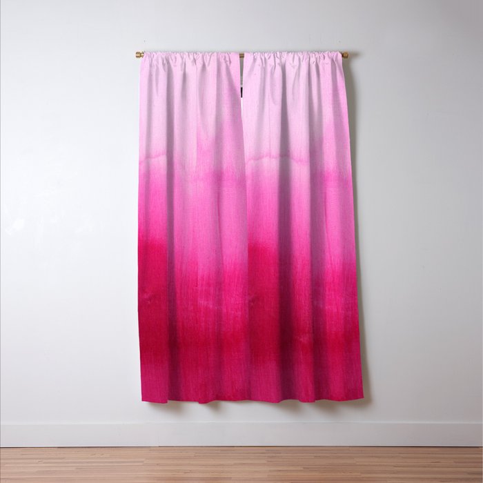 Modern fuchsia watercolor paint brushtrokes Window Curtain Gallery Image 3