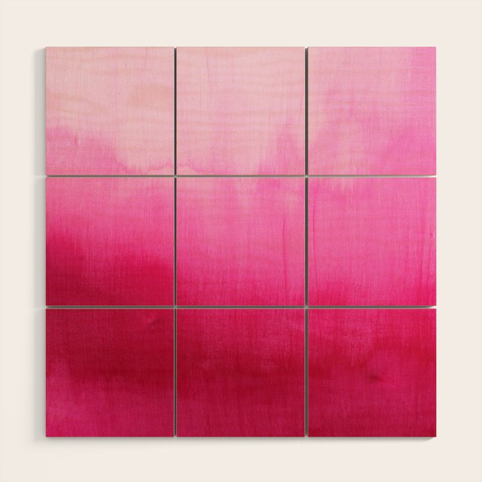 Modern fuchsia watercolor paint brushtrokes Wood Wall Art Gallery Image 1