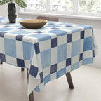Mosaic plaids geometric pattern watercolor Soft blue Tablecloth Gallery Image 3