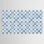 Mosaic plaids geometric pattern watercolor Soft blue Tablecloth Gallery Image 2