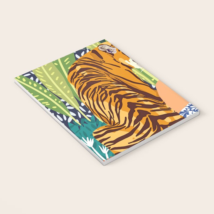 Awaken The Tiger Within Illustration, Wildlife Nature Wall Decor, Jungle Human Nature Connection Notebook Gallery Image 3