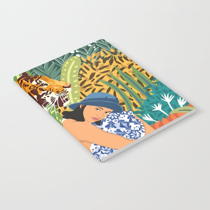 Awaken The Tiger Within Illustration, Wildlife Nature Wall Decor, Jungle Human Nature Connection Notebook Gallery Image 2