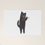 Black cat with flute Welcome Mat Gallery Image 1