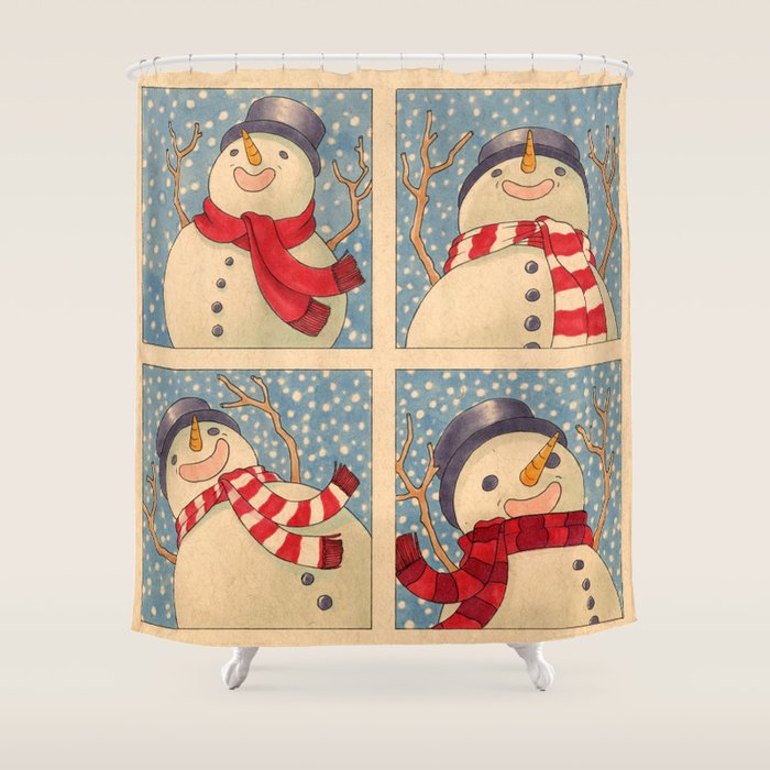 Happy Snowman Shower Curtain Gallery Image 1