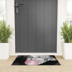 Satirical Bubble Gum Albert Einstein humour photography photograph blowing bubble gum bubble poster Welcome Mat Gallery Image 3