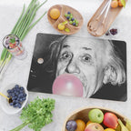 Satirical Bubble Gum Albert Einstein humour photography photograph blowing bubble gum bubble poster Cutting Board Gallery Image 2