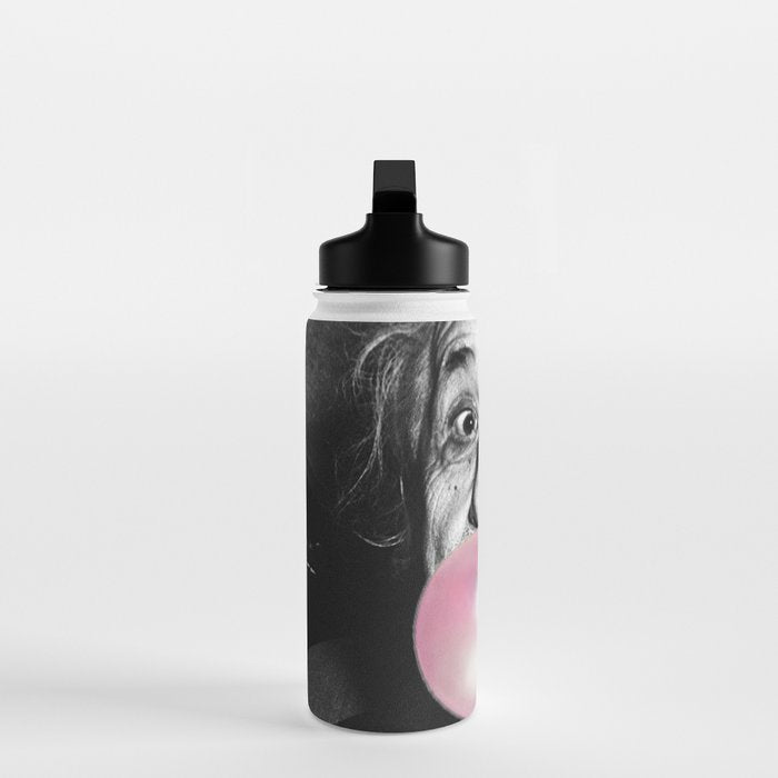 Satirical Bubble Gum Albert Einstein humour photography photograph blowing bubble gum bubble poster Water Bottle Gallery Image 3
