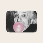 Satirical Bubble Gum Albert Einstein humour photography photograph blowing bubble gum bubble poster Bath Mat Gallery Image 1