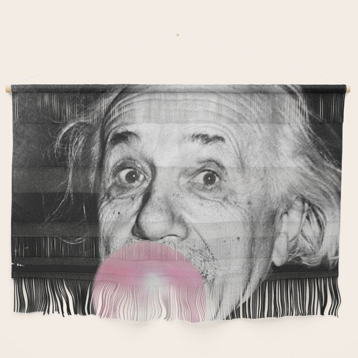 Satirical Bubble Gum Albert Einstein humour photography photograph blowing bubble gum bubble poster Wall Hanging Gallery Image 1