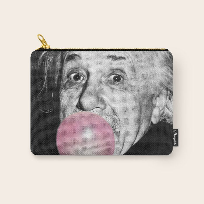 Satirical Bubble Gum Albert Einstein humour photography photograph blowing bubble gum bubble poster Carry All Pouch Gallery Image 1