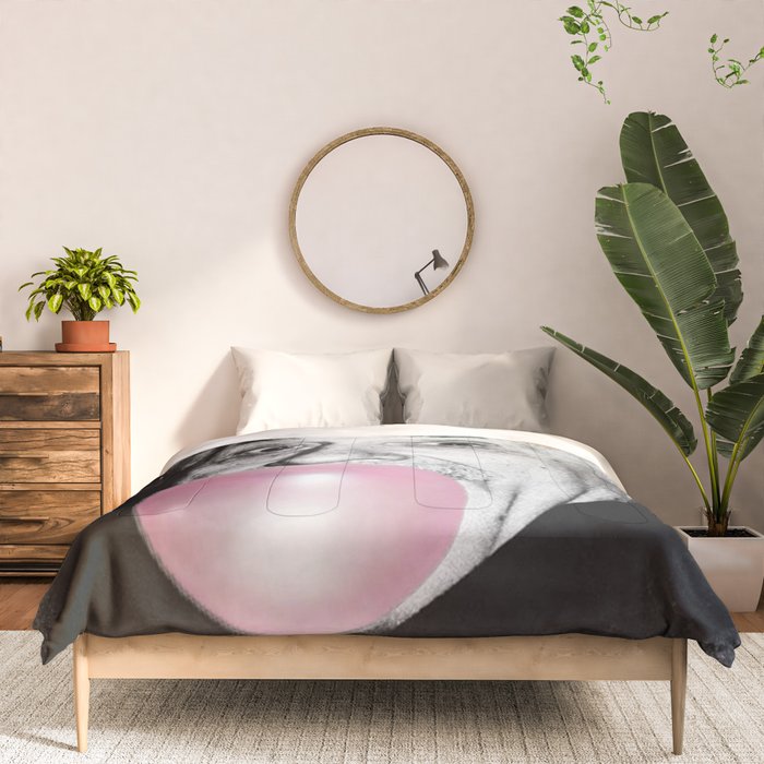 Satirical Bubble Gum Albert Einstein humour photography photograph blowing bubble gum bubble poster Comforter Gallery Image 3
