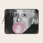 Satirical Bubble Gum Albert Einstein humour photography photograph blowing bubble gum bubble poster Laptop Sleeve Gallery Image 1