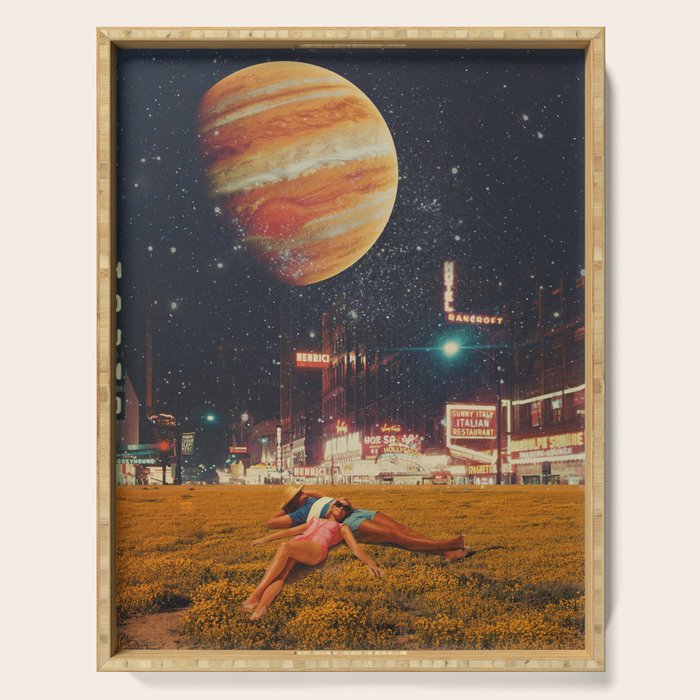 a postcard from year 2349 Serving Tray Gallery Image 1